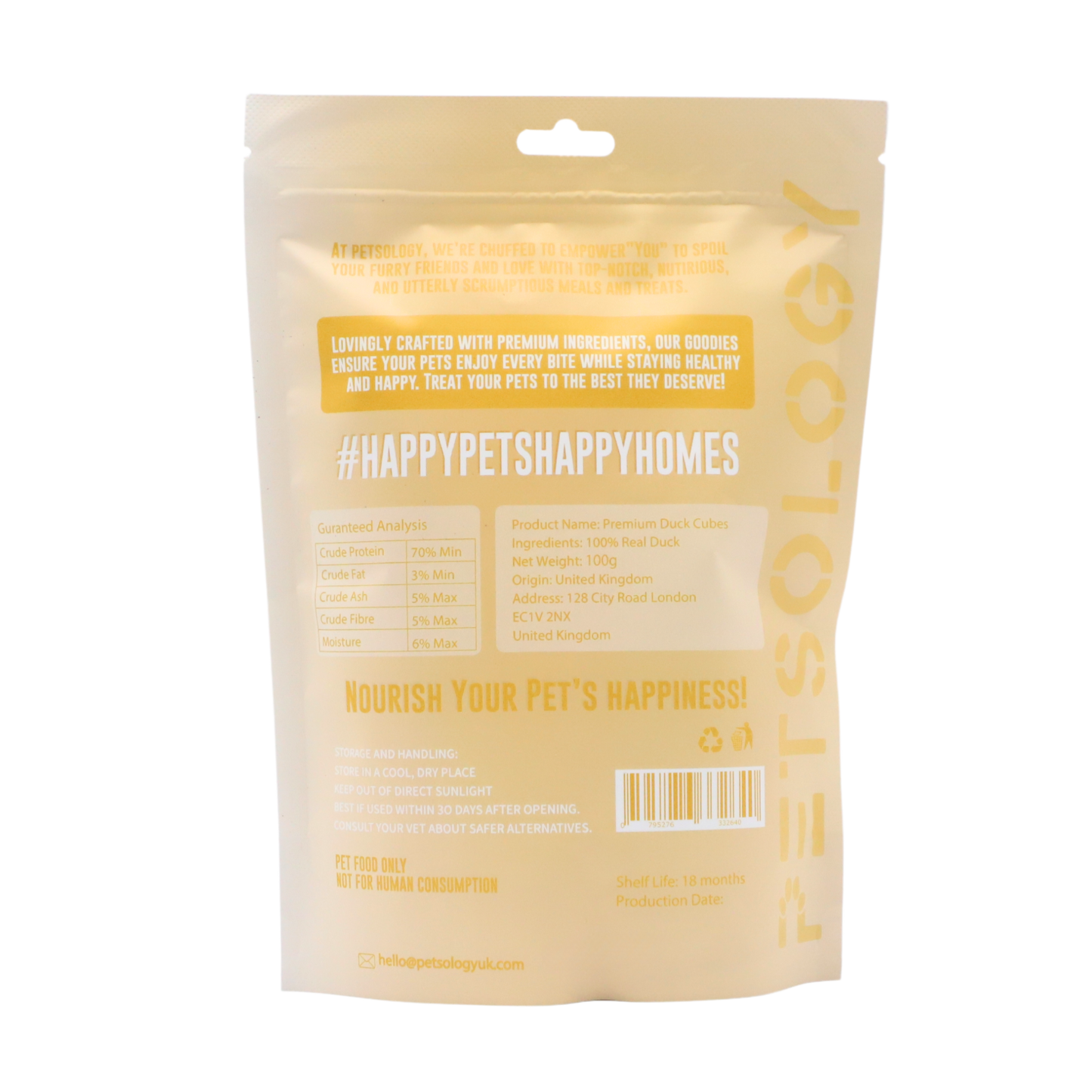 Petsology - Freeze Dried Premium Duck Cubes 30g/ 100g