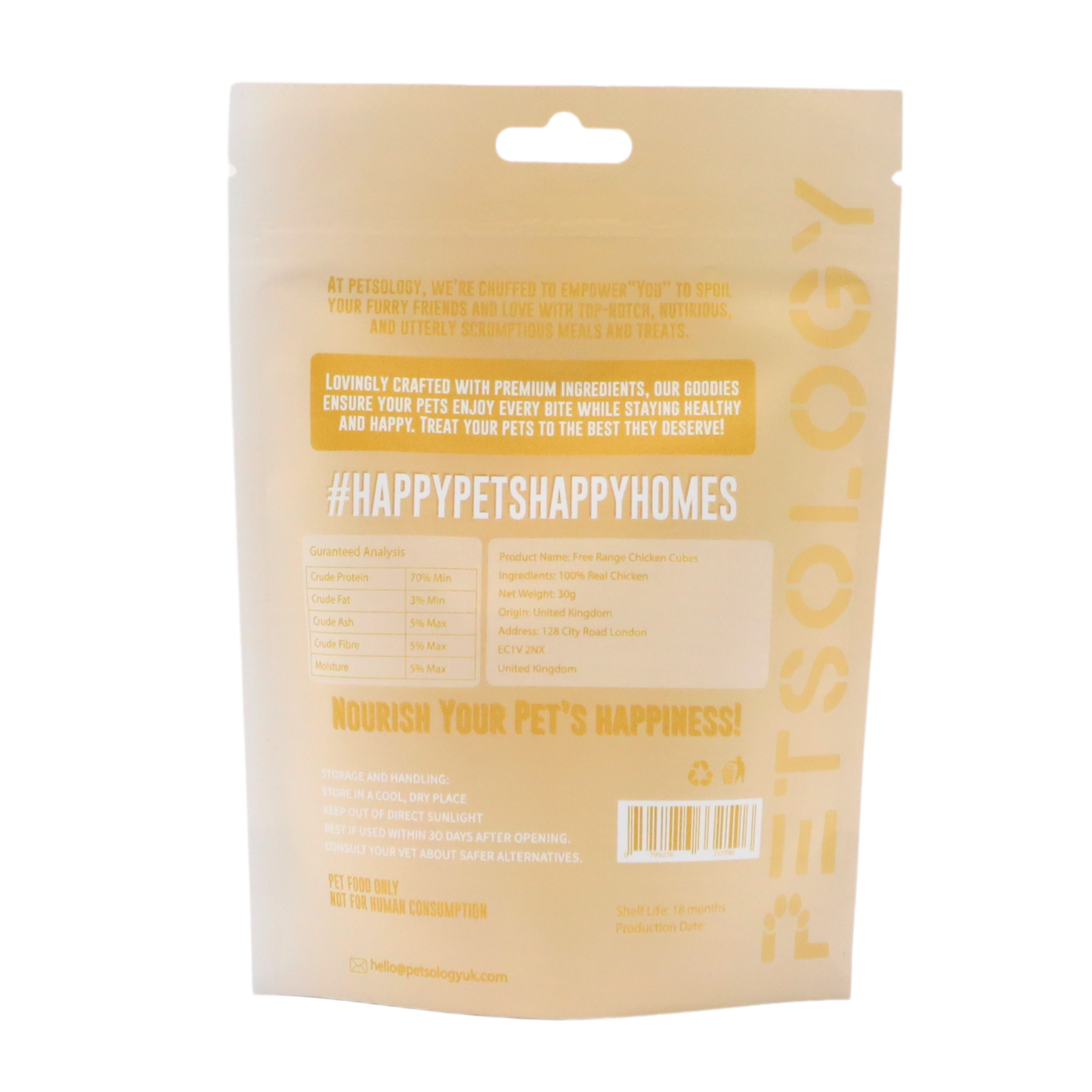 Petsology - Freeze Dried Free Range Chicken Cubes 30g/ 100g