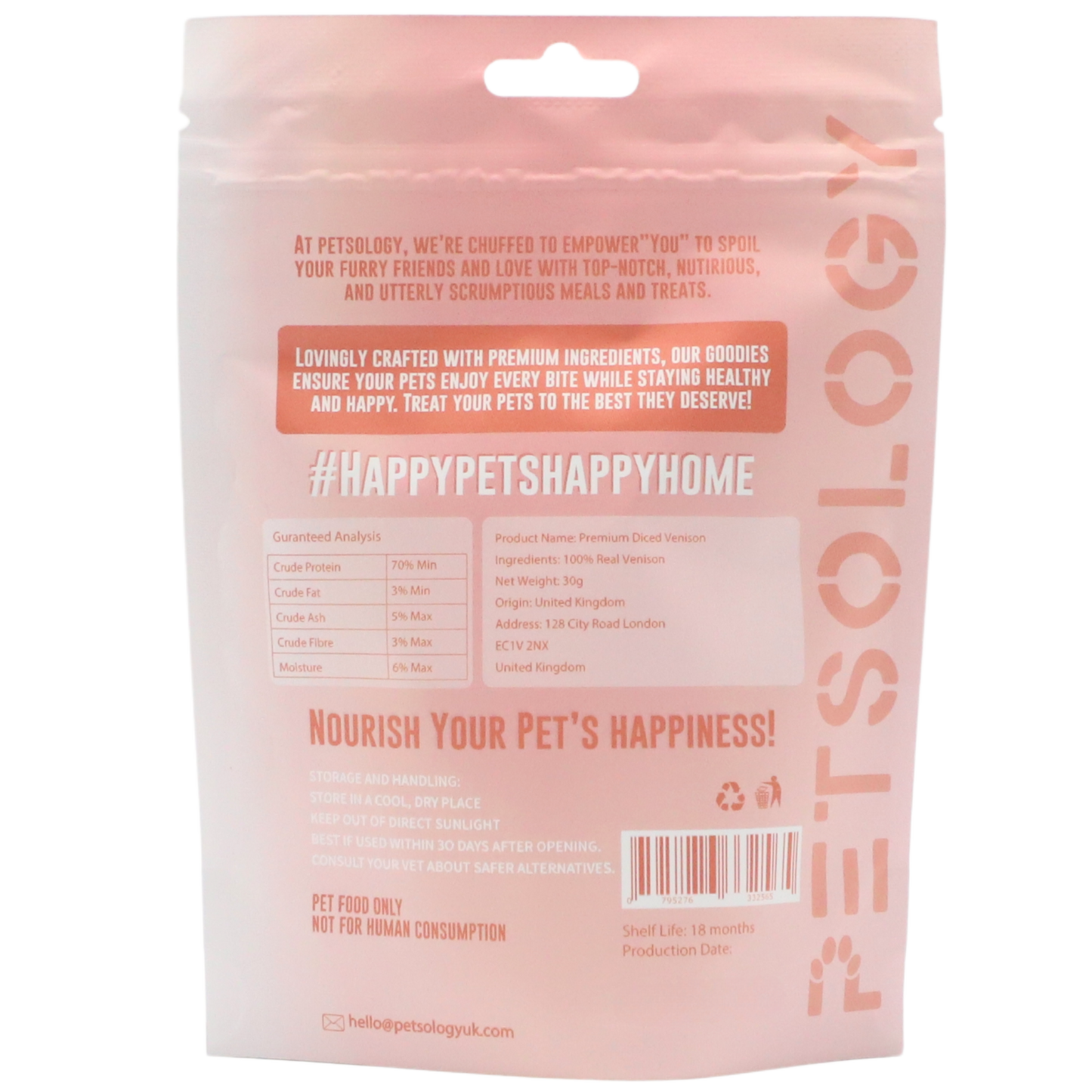 Petsology - Freeze Dried Premium Diced Venison 30g