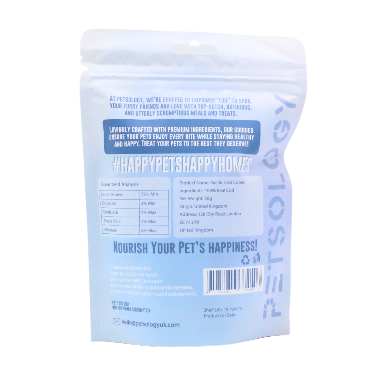 Petsology - Freeze Dried Pacific Cod Cubes 30g/ 100g