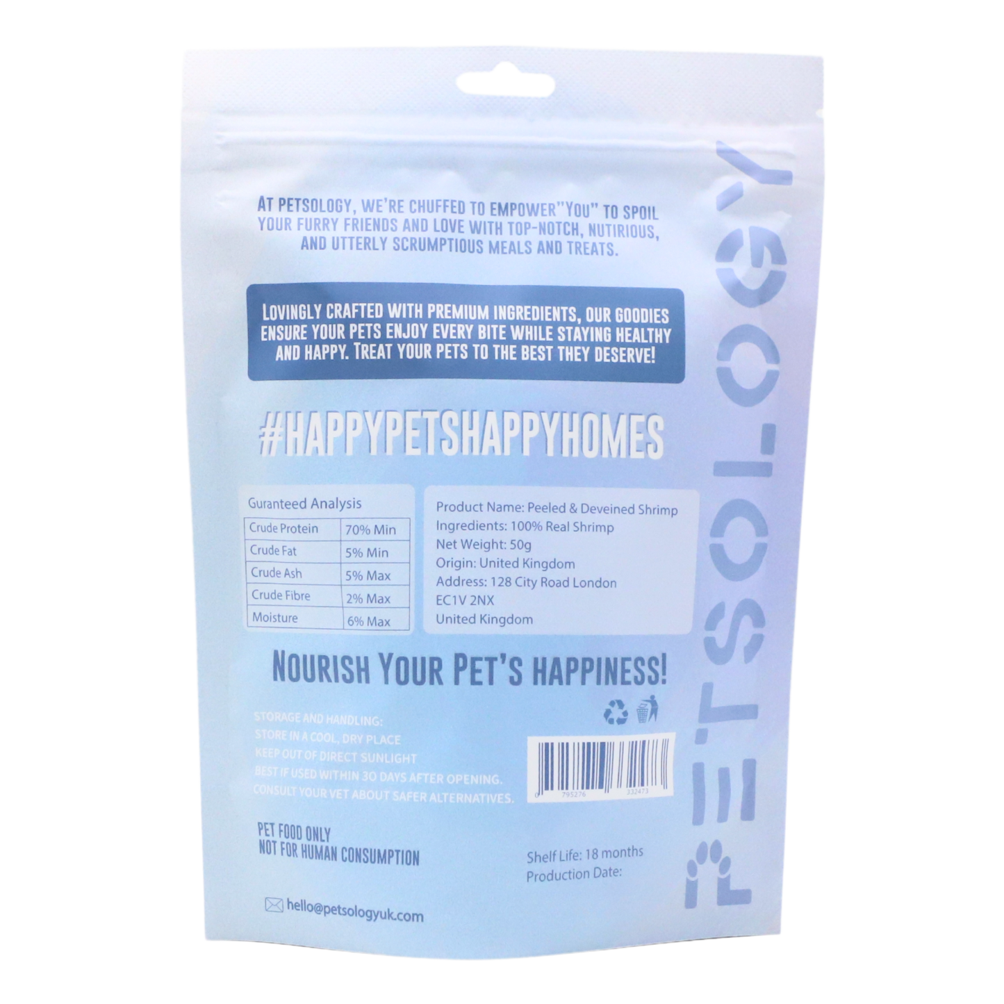 Petsology - Freeze Dried Peeled & Deveined Shrimp 50g