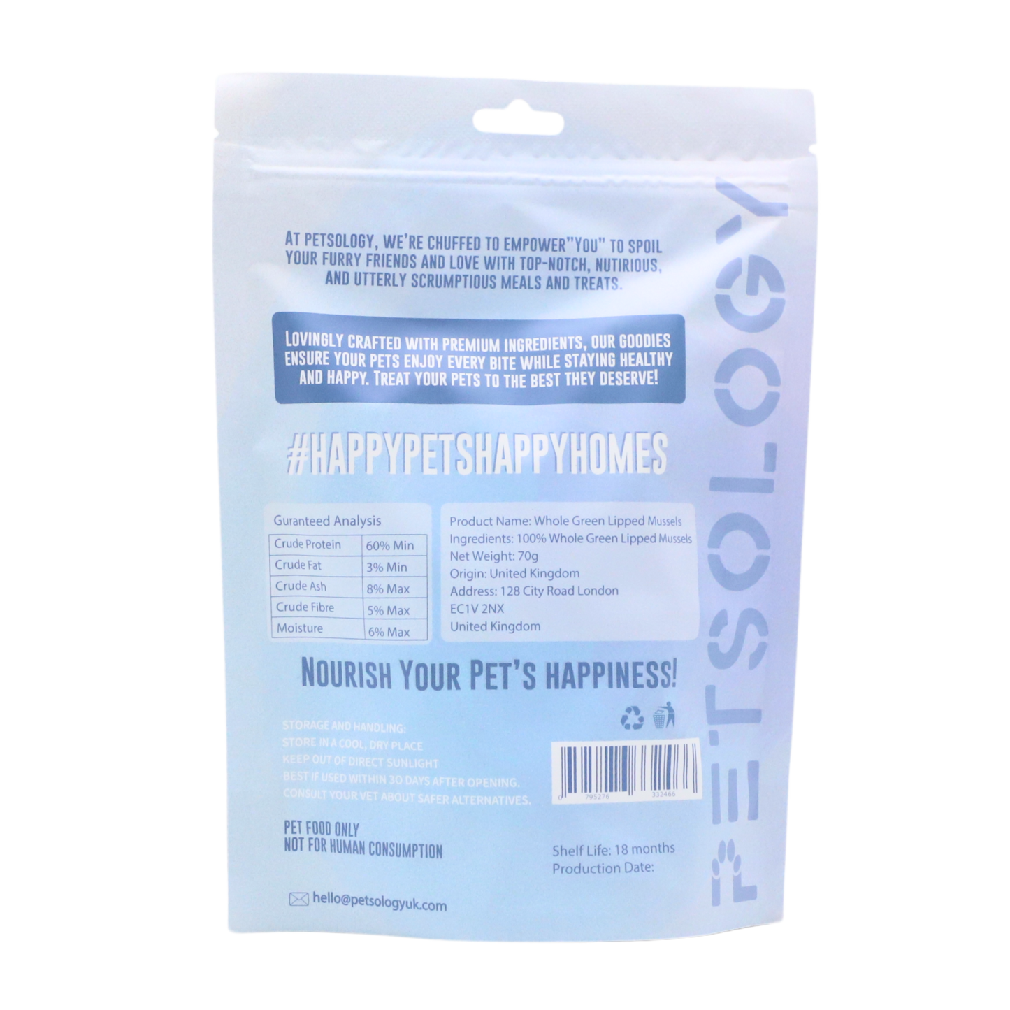 Petsology - Freeze Dried Whole Green Lipped Mussels 70g